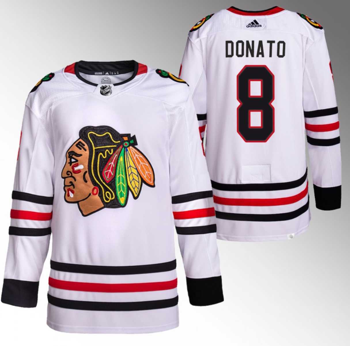 Men%27s Chicago Blackhawks #8 Ryan Donato White Stitched Hockey Jersey->blue jackets->NHL Jersey